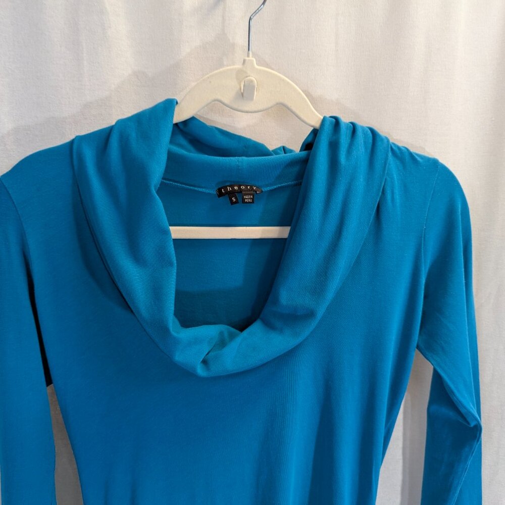 Theory Size Small Mock Turtleneck Top Cerulean - image 7